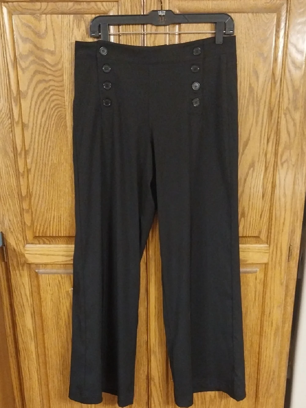 Max Studio NWT Women's High-Rise Sailor Wide-Leg Pants Size 8 Black Coquette